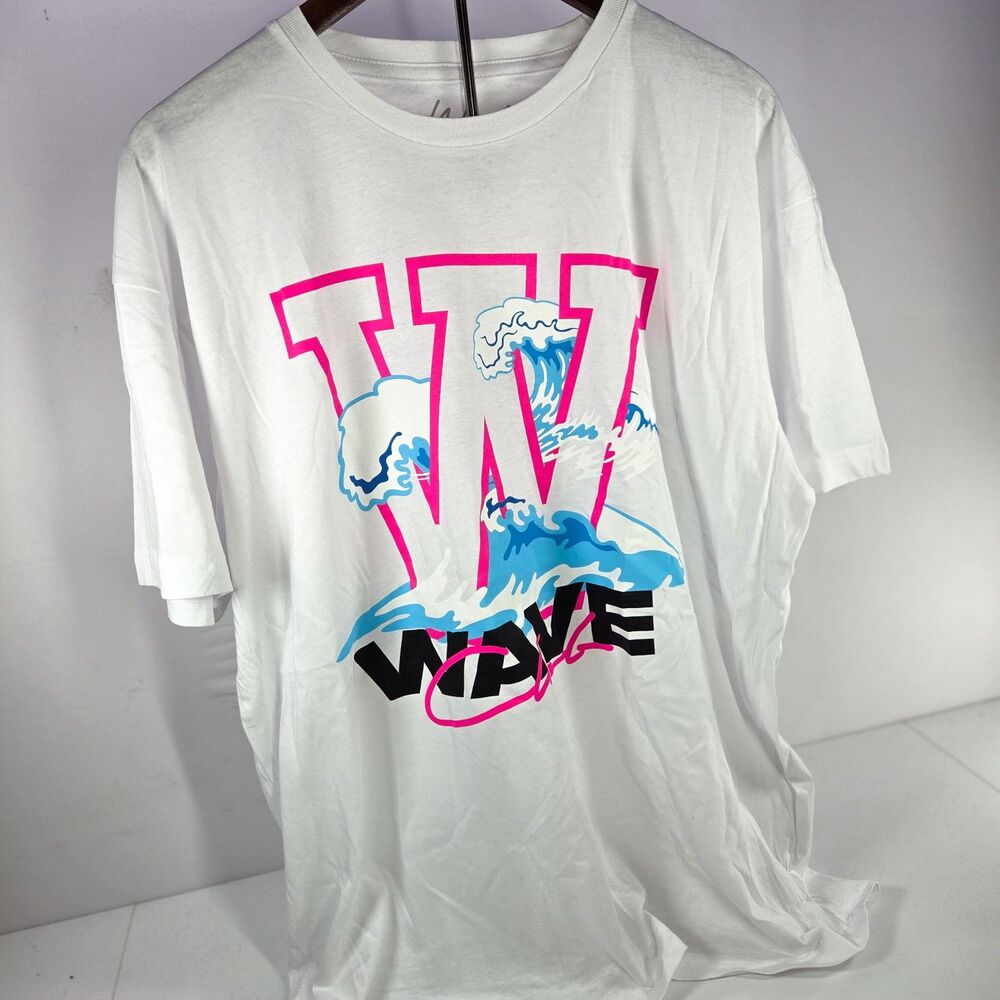 Wave Club Wave Graphic Tee White Pink Blue Size XL
